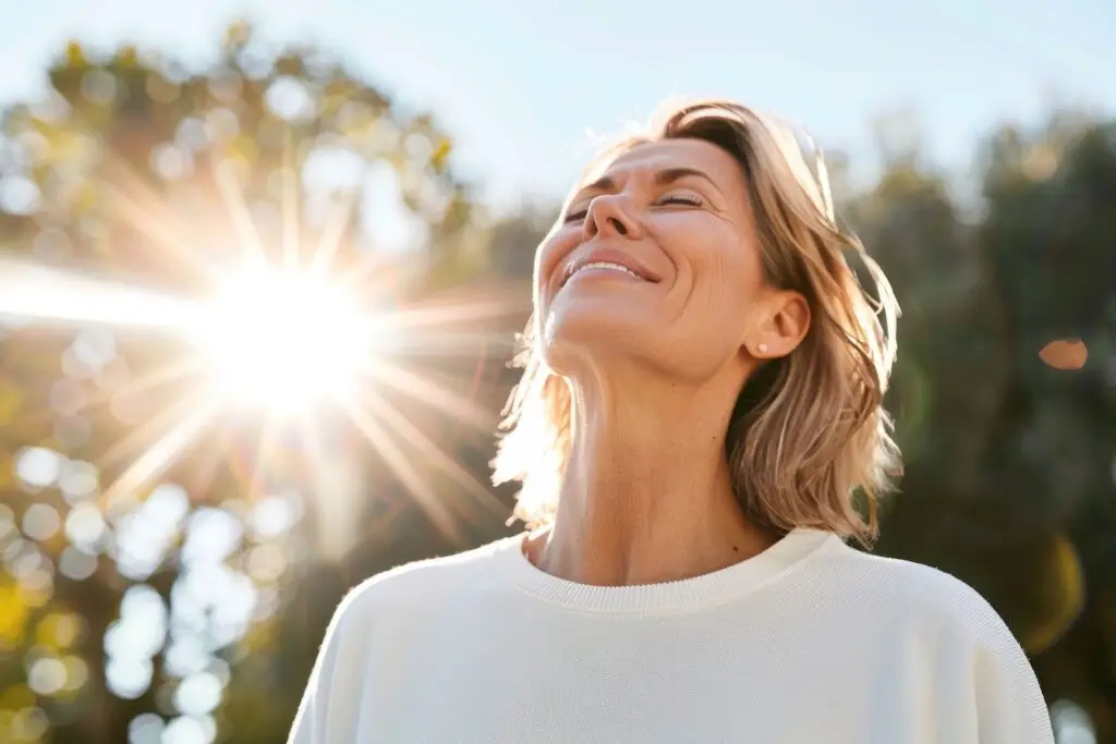 woman enjoying walk outside
